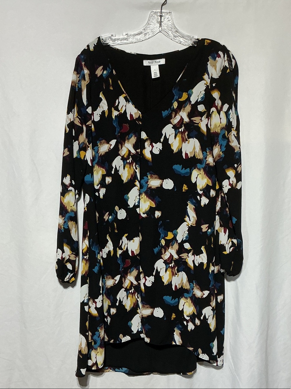 White House Black Market Black Layered Shift Dress Sz 6